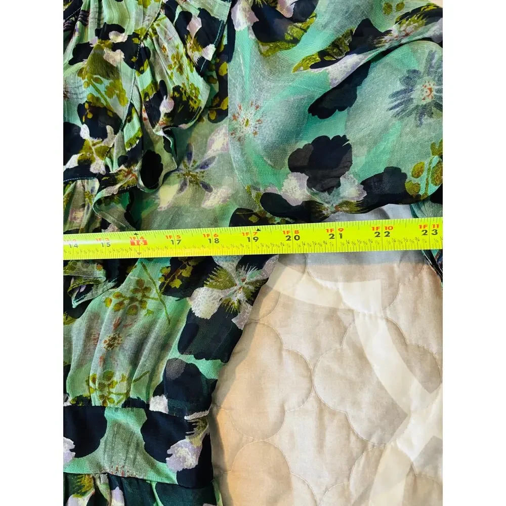 BA&SH Floral Hooper Maxi Dress Size 3 (Large) Green Watercolor Boho Cottagecore - Picture 11 of 11